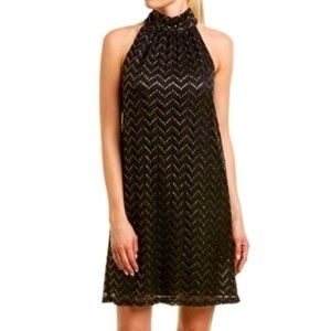 Trina Turk Black Dress with Gold Chevron Detail